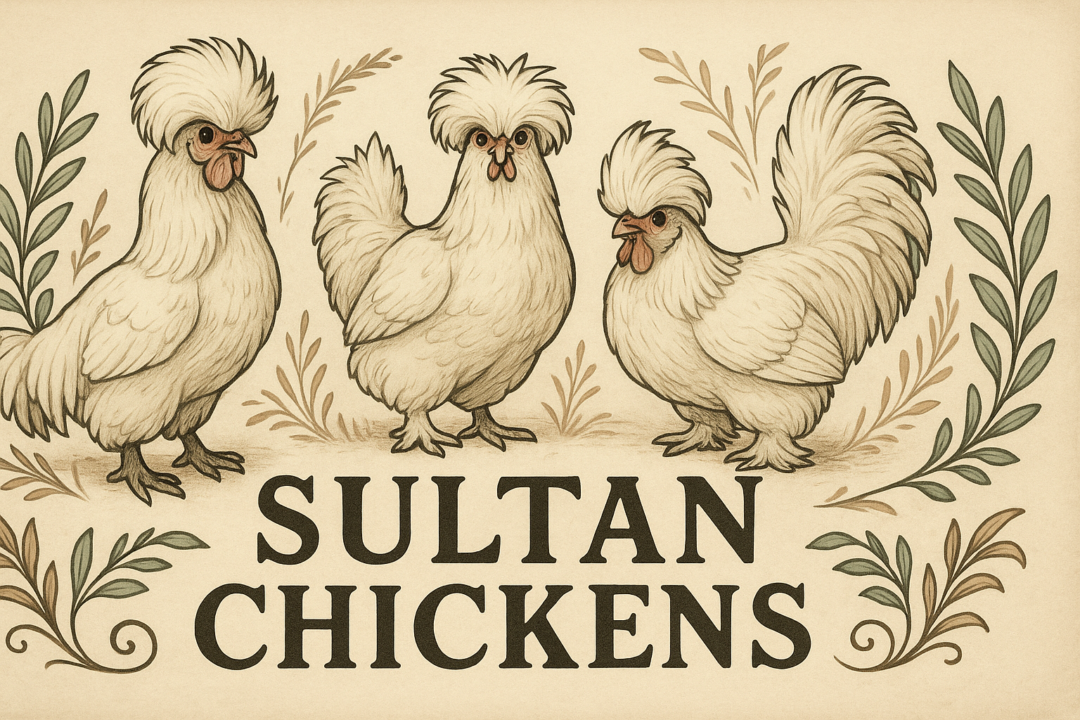 Illustration of Sultan chickens
